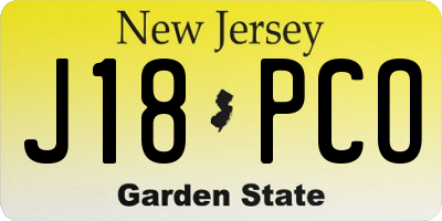 NJ license plate J18PCO