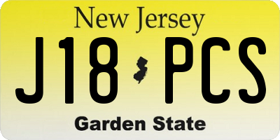 NJ license plate J18PCS