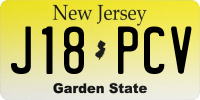 NJ license plate J18PCV