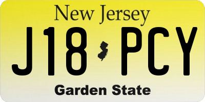 NJ license plate J18PCY