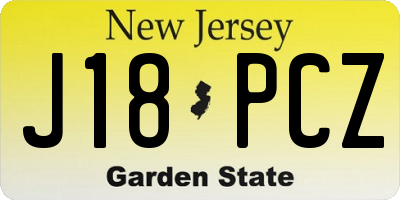 NJ license plate J18PCZ