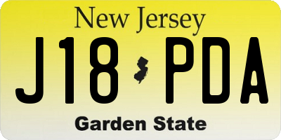 NJ license plate J18PDA