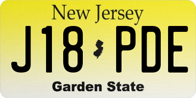 NJ license plate J18PDE