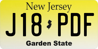 NJ license plate J18PDF