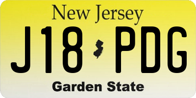 NJ license plate J18PDG