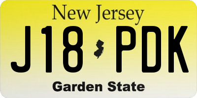 NJ license plate J18PDK