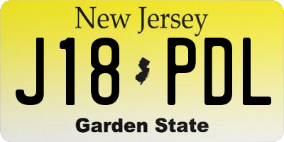 NJ license plate J18PDL