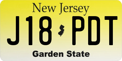 NJ license plate J18PDT