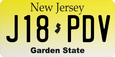 NJ license plate J18PDV