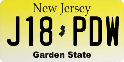 NJ license plate J18PDW