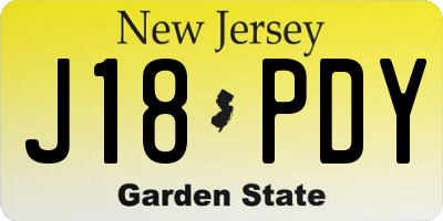 NJ license plate J18PDY
