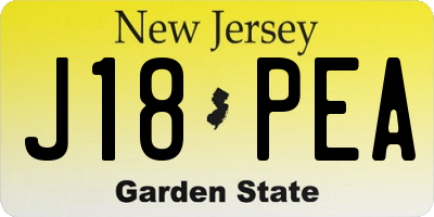 NJ license plate J18PEA