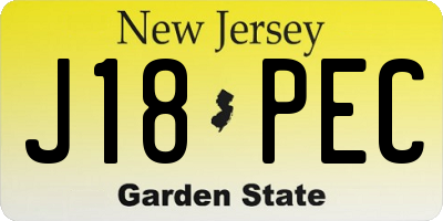 NJ license plate J18PEC