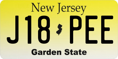 NJ license plate J18PEE