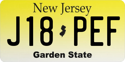 NJ license plate J18PEF