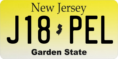NJ license plate J18PEL