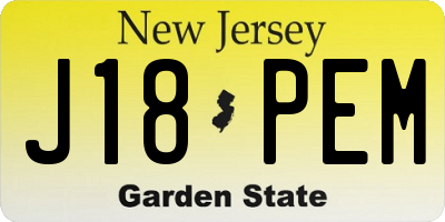 NJ license plate J18PEM