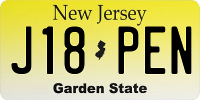NJ license plate J18PEN