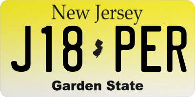 NJ license plate J18PER