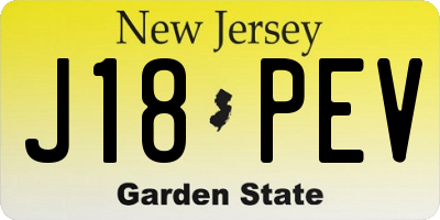 NJ license plate J18PEV