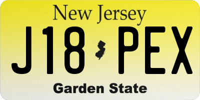 NJ license plate J18PEX