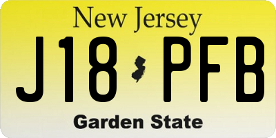 NJ license plate J18PFB