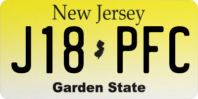 NJ license plate J18PFC