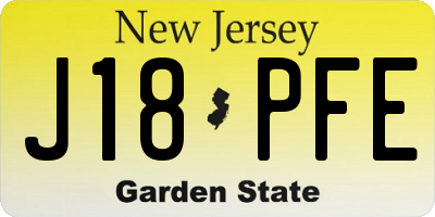 NJ license plate J18PFE