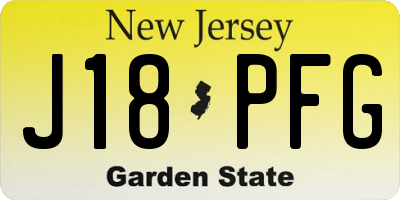 NJ license plate J18PFG