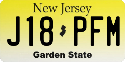 NJ license plate J18PFM