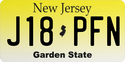 NJ license plate J18PFN