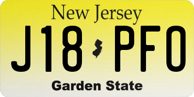 NJ license plate J18PFO