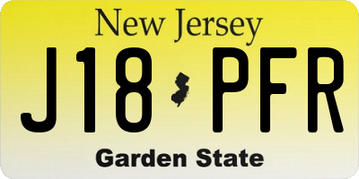 NJ license plate J18PFR
