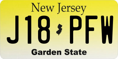 NJ license plate J18PFW