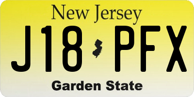 NJ license plate J18PFX