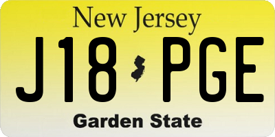 NJ license plate J18PGE