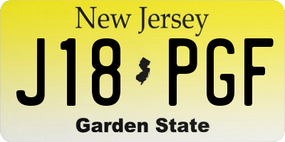 NJ license plate J18PGF