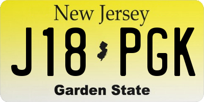 NJ license plate J18PGK