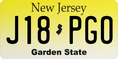 NJ license plate J18PGO