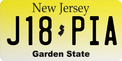 NJ license plate J18PIA