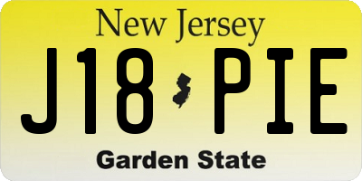 NJ license plate J18PIE