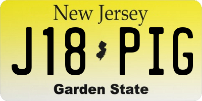 NJ license plate J18PIG