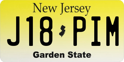 NJ license plate J18PIM