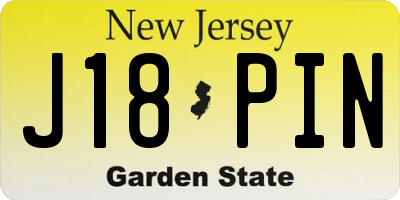 NJ license plate J18PIN