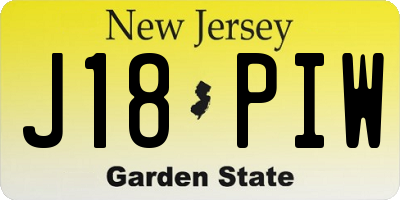 NJ license plate J18PIW