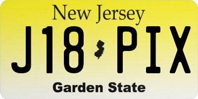 NJ license plate J18PIX