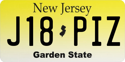 NJ license plate J18PIZ