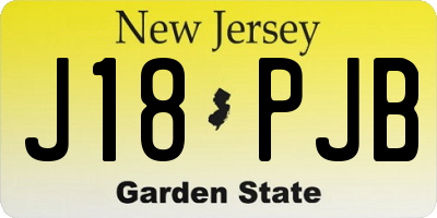 NJ license plate J18PJB