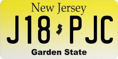 NJ license plate J18PJC