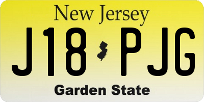 NJ license plate J18PJG